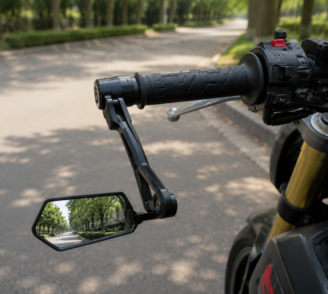 Integrated Hand Guard Mirrors – Lever Protection & Rear Visibility