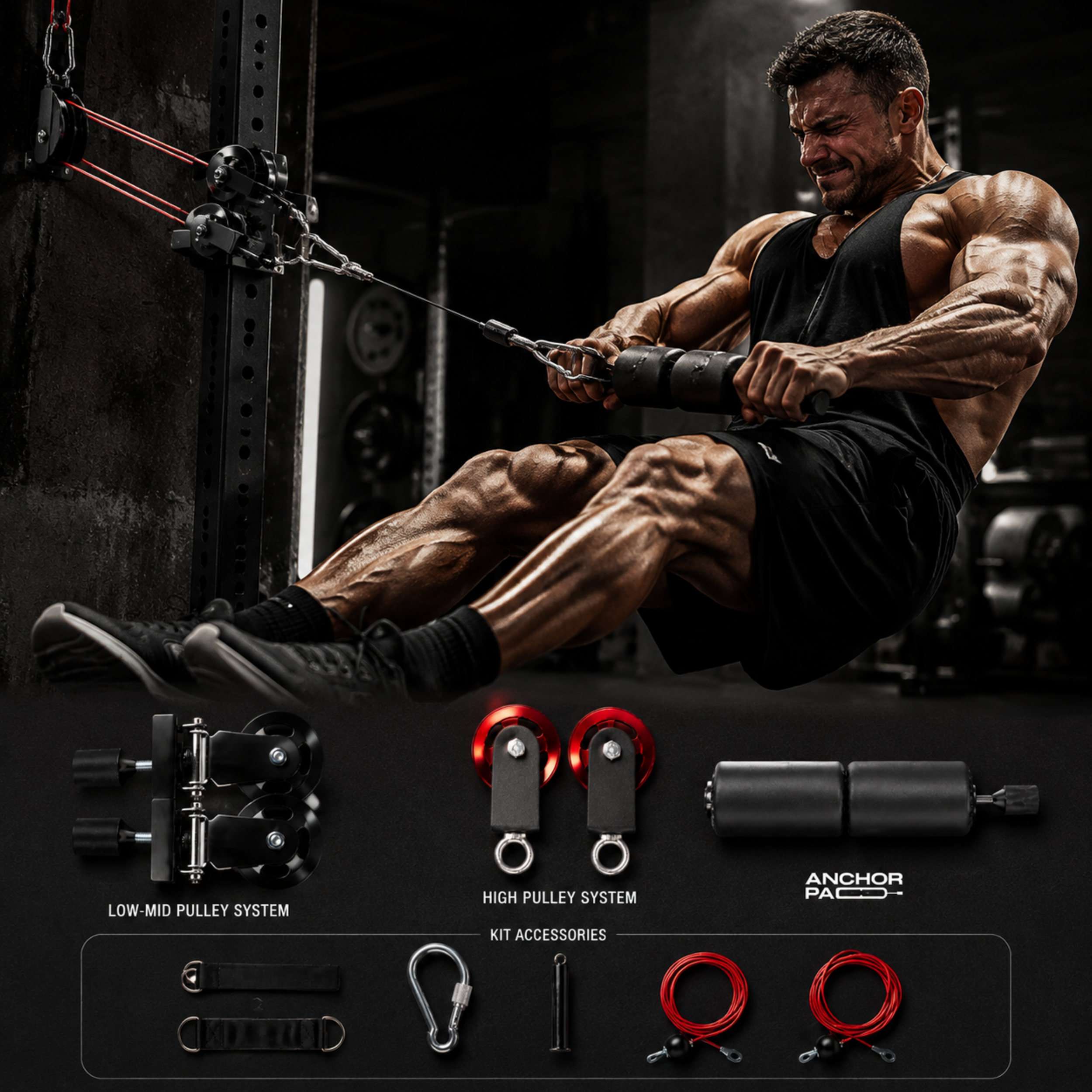 Universal Cable Pulley System – 100+ Exercises, Fits Any Rack