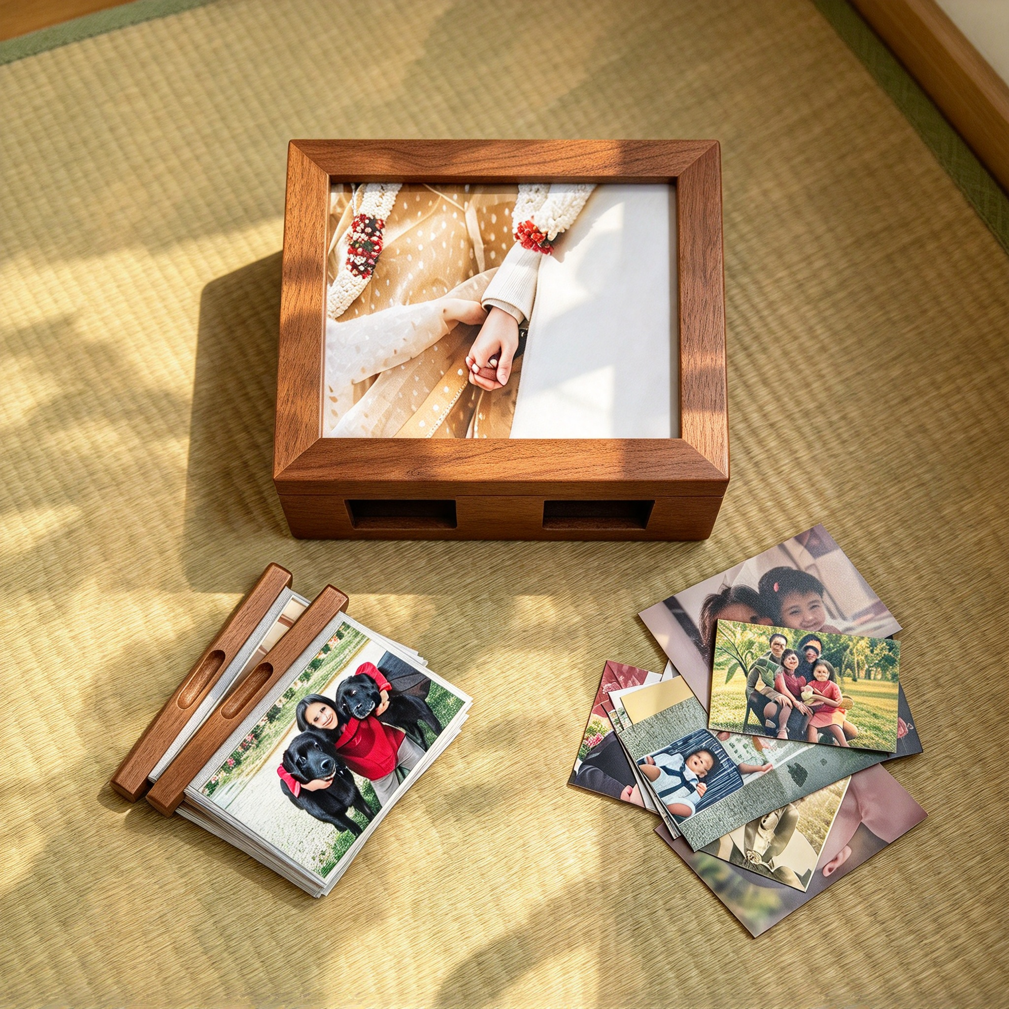 Teakwood Memory Box – Handcrafted, Dovetail Joinery, Holds 360 Photos