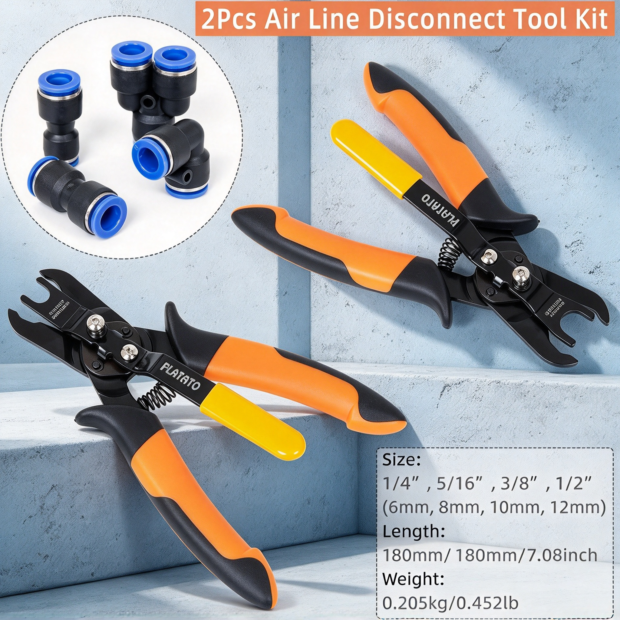 Push to Connect Fitting Disconnect Tool Kit – 15 Pcs, 1/4″ to 1/2″, Quick Release Pliers