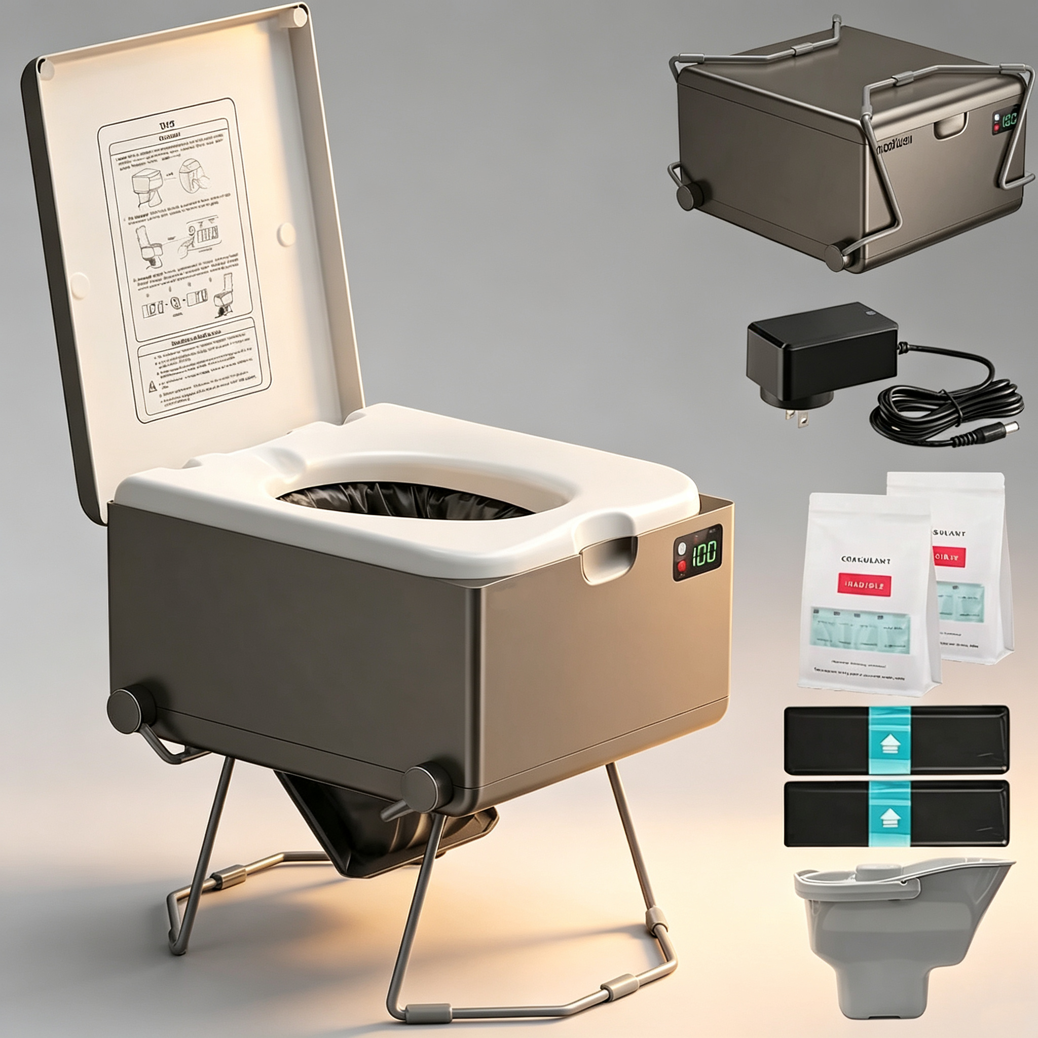 Portable Toilet – One‑Click Flush, No Odor, 330lbs