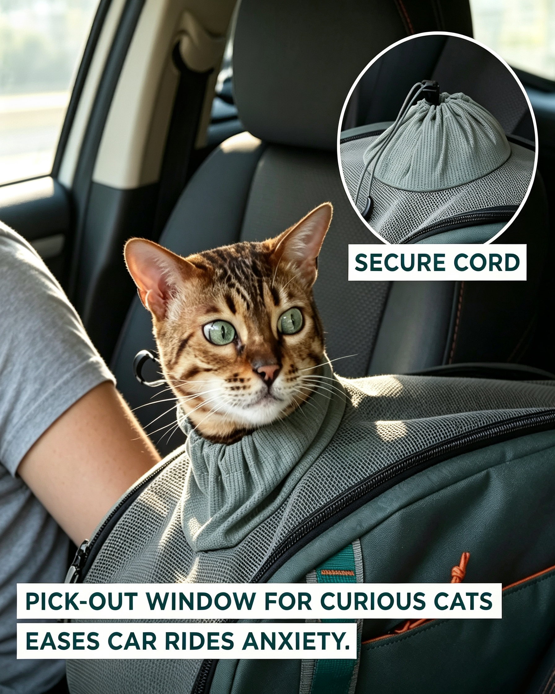 Cat Car Seat – 2‑in‑1 Center Console Bed, Converts to Carrier, Seatbelt Attached