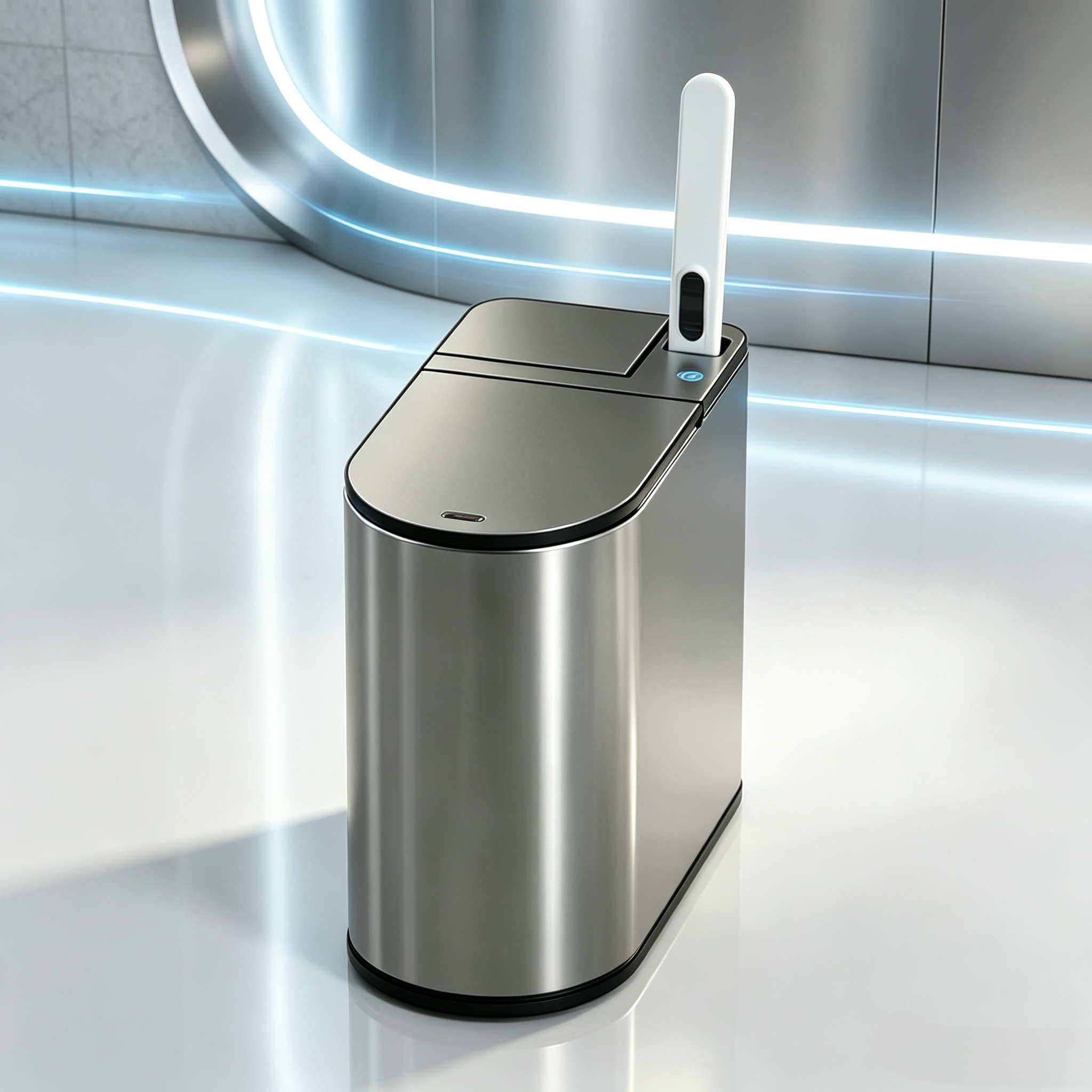 Touchless Bathroom Bin – Motion Sensor, Built‑In Toilet Brush, Odor Control