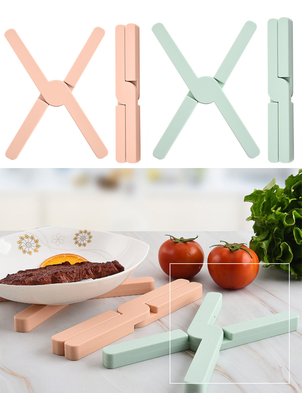 cross-folding insulated silicone pot mat