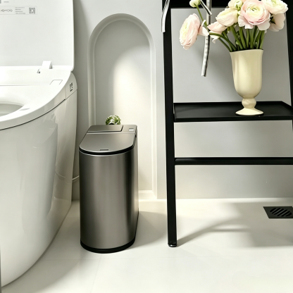 Smart Touchless Bathroom Bin with Built-In Toilet Brush