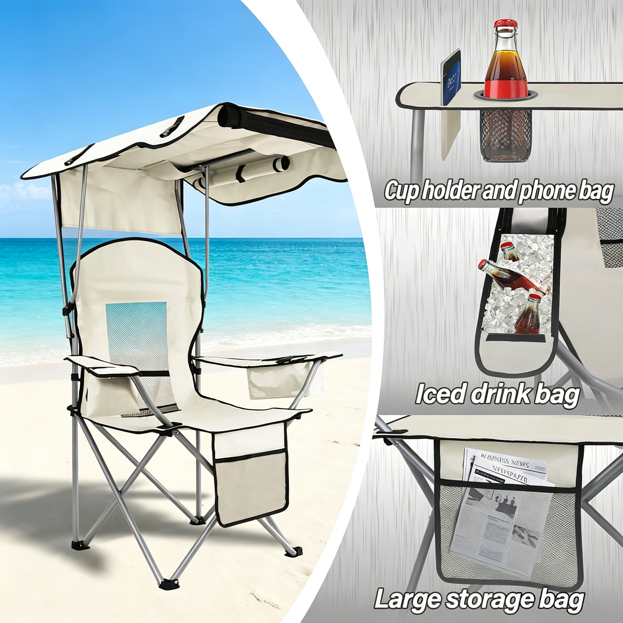 Portable Folding Camping Chair with Canopy