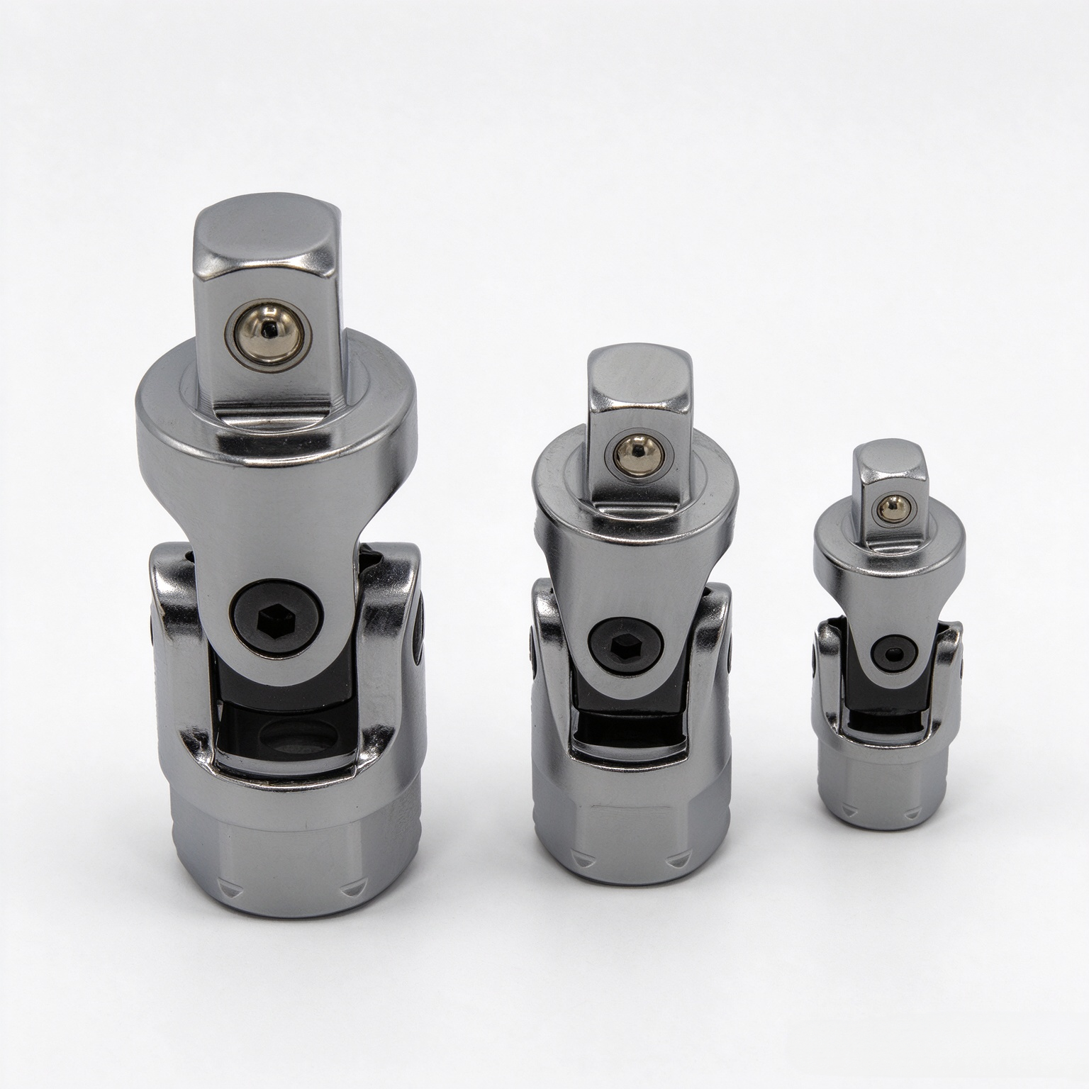 3-Piece Spring-Loaded Universal Joint Socket Adapter Set – Dual Drive for Tight Spaces