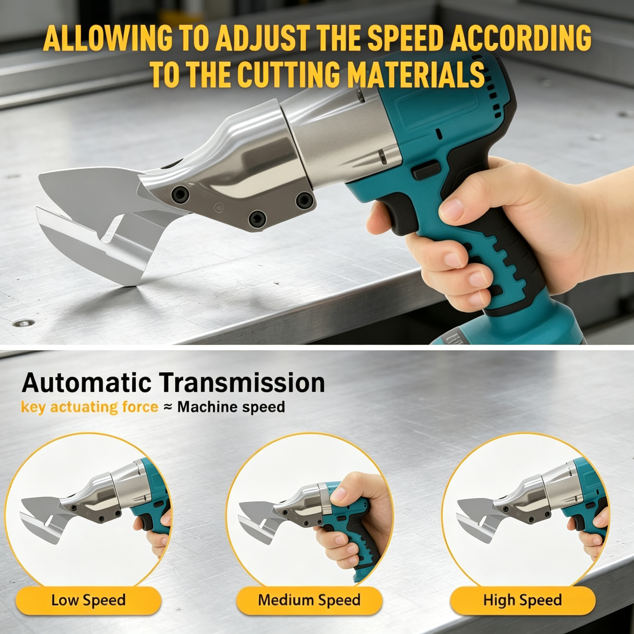 Cordless Electric Metal Shear with 360° Rotating Head