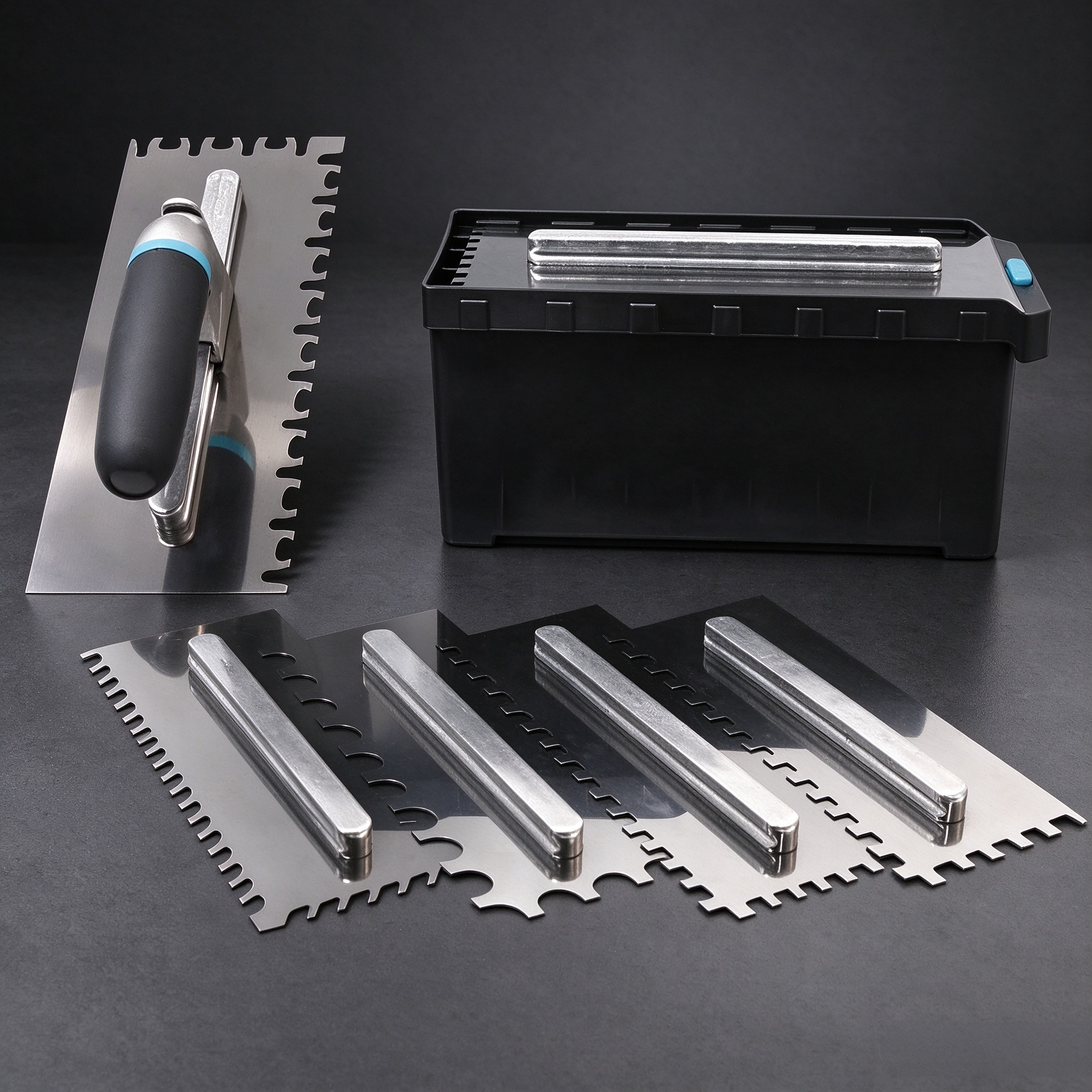 8-Piece Stainless Steel Tile Trowel Set with Interchangeable Blades & Storage Case