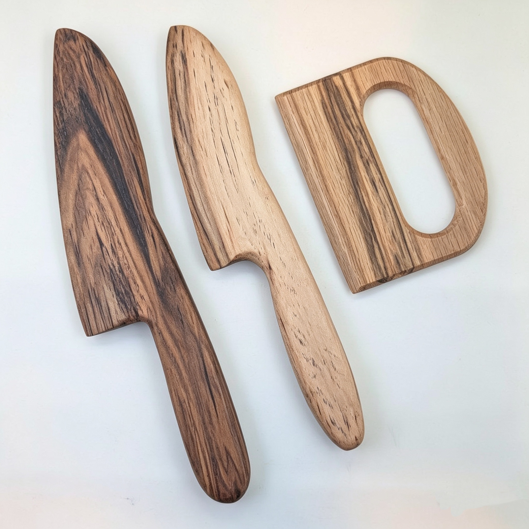 Eco-Friendly Artisanal Wooden Pastry Cutters – Safe Ergonomic Bread & Soft Fruit Slicers for Little Helpers