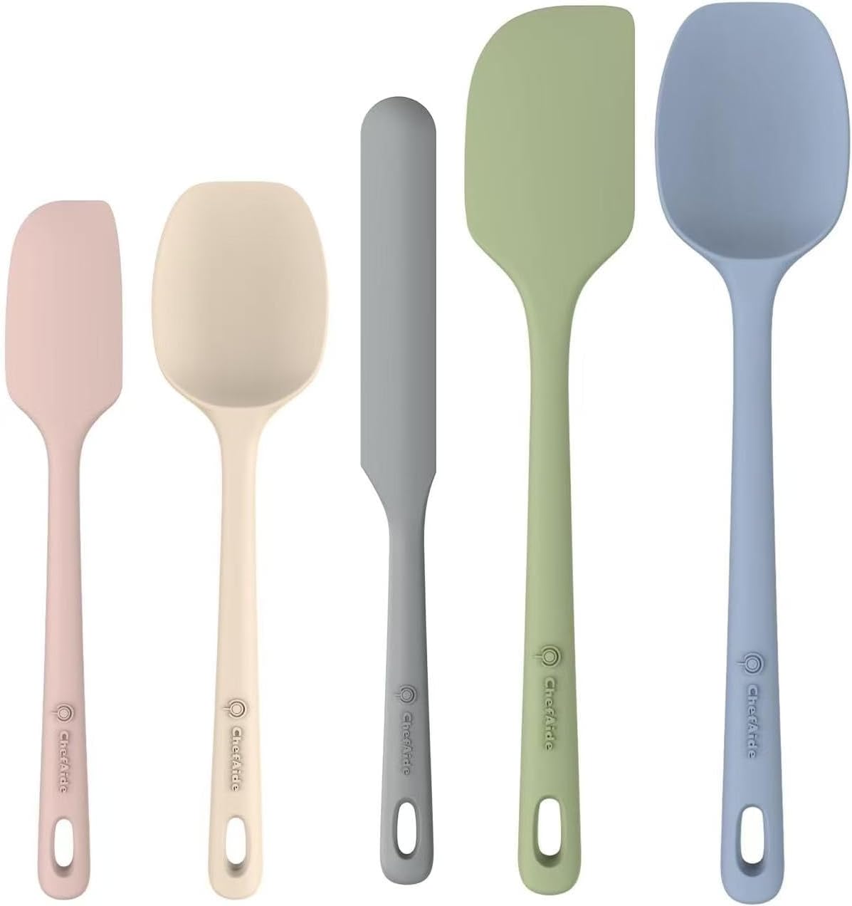 5 Pieces Silicone Spatula Set, Food Grade Rubber Spatula, Upgrade Strong Handle with Ergonomic Grip, Heat Resistant Up to 600��F for Nonstick Cookware, Cooking