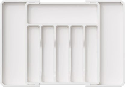 Expandable Silverware Organizer, Plastic Utensil Tray for Kitchen Drawer, BPA Free Flatware Cutlery Holder, Space-Saving Storage for Spoons Forks Knives, 8.5-14 x 12 x 1.5 inch, Black