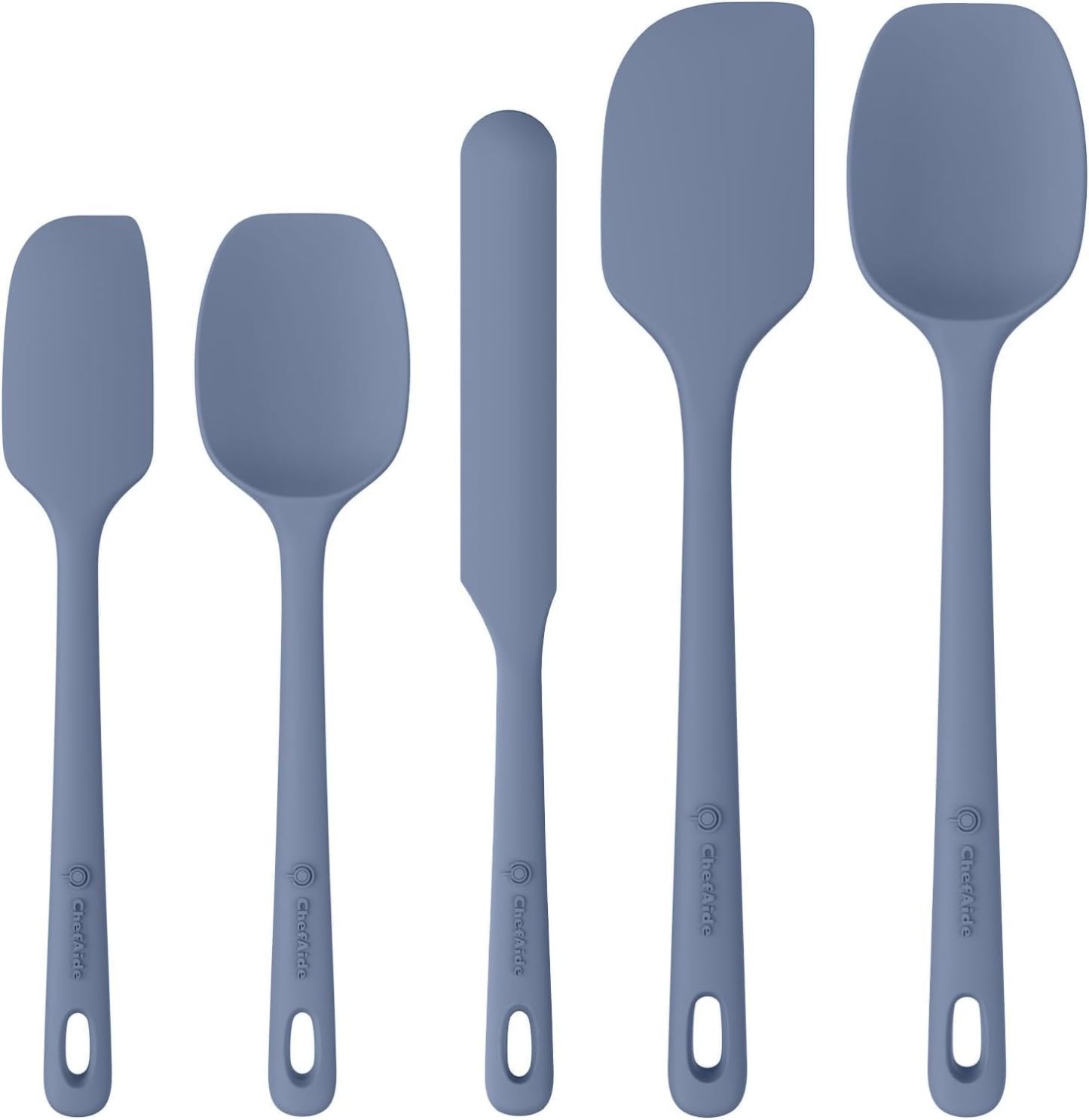 5 Pieces Silicone Spatula Set, Food Grade Rubber Spatula, Upgrade Strong Handle with Ergonomic Grip, Heat Resistant Up to 600°F for Nonstick Cookware, Cooking