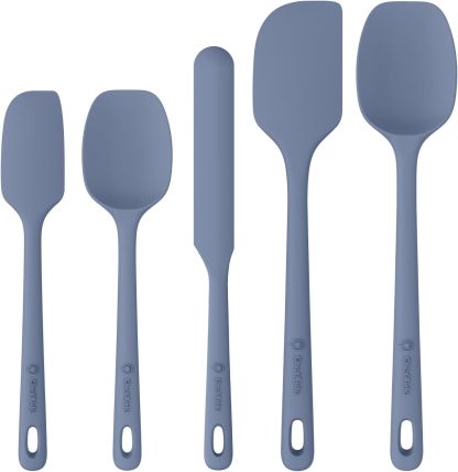 5 Pieces Silicone Spatula Set, Food Grade Rubber Spatula, Upgrade Strong Handle with Ergonomic Grip, Heat Resistant Up to 600°F for Nonstick Cookware, Cooking
