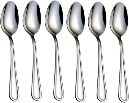Teaspoons Stainless Steel 18/0 Tea Spoons 6 Pcs, 6.29 Inches For Home, Kitchen Restaurant, Dishwasher Safe, Slilver