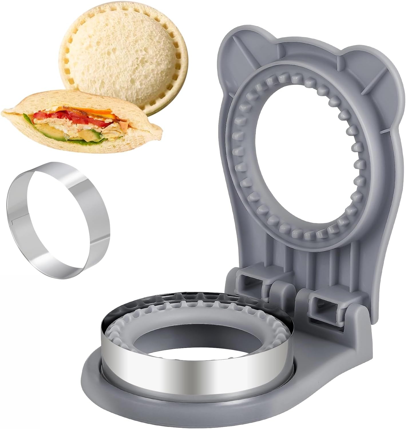 Uncrustable Sandwich Maker, Sandwich Pocket Circle Shape Cutter & Sealer for Kids Breakfast and Lunchboxes, Light Blue, 3.7Inch