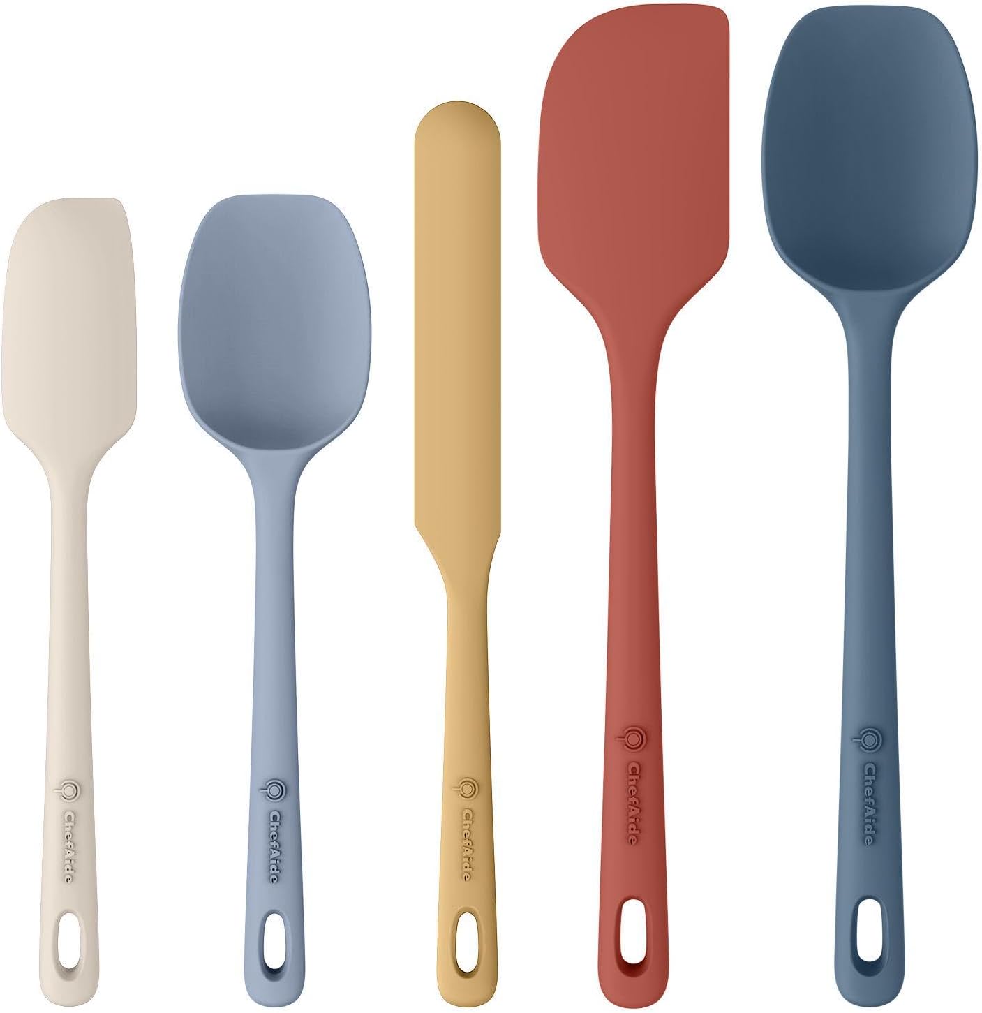 5 Pieces Silicone Spatula Set, Food Grade Rubber Spatula, Upgrade Strong Handle with Ergonomic Grip, Heat Resistant Up to 600��F for Nonstick Cookware, Cooking