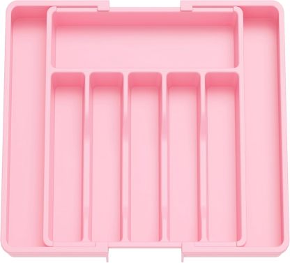 Expandable Silverware Organizer, Plastic Utensil Tray for Kitchen Drawer, BPA Free Flatware Cutlery Holder, Space-Saving Storage for Spoons Forks Knives, 8.5-14 x 12 x 1.5 inch, Black