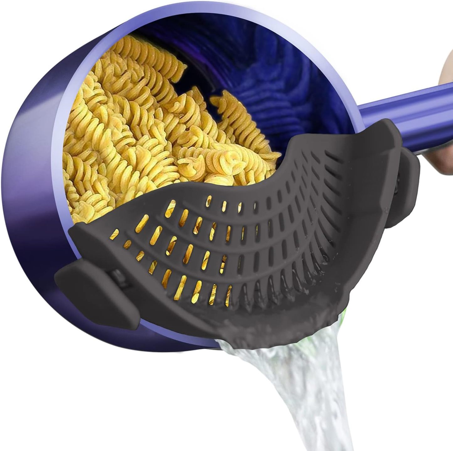 Silicone Clip On Strainer for Pots and Pans, Food Colander for Pasta Meat Vegetables Fruit
