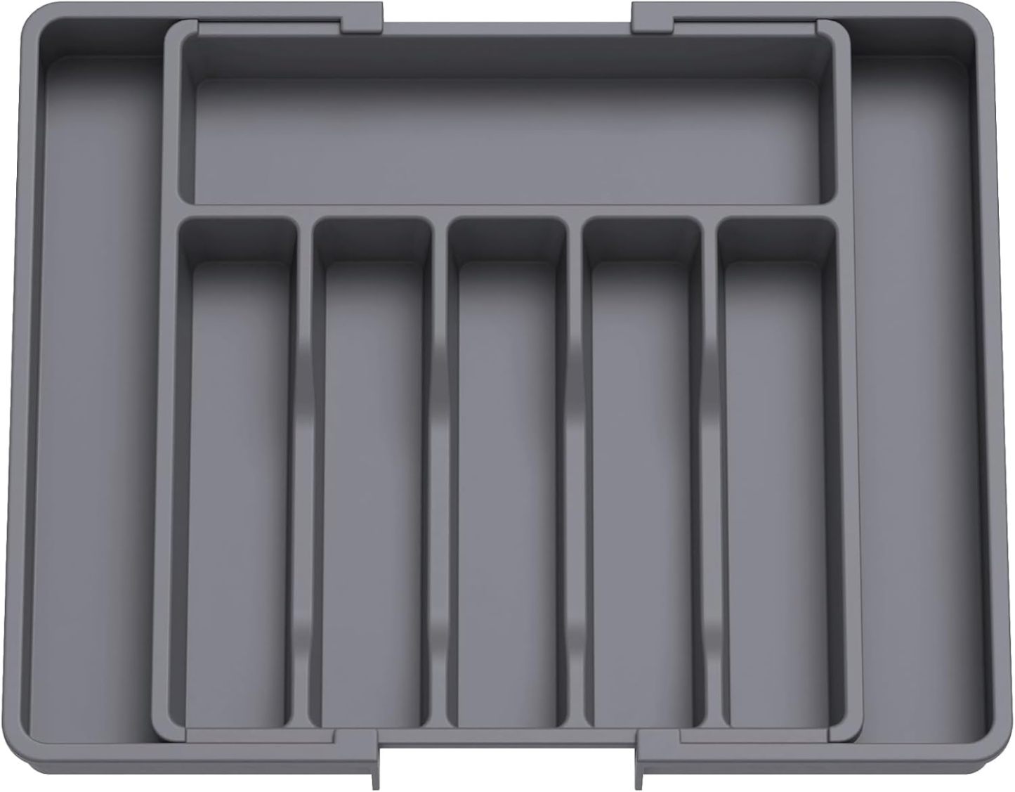 Expandable Silverware Organizer, Plastic Utensil Tray for Kitchen Drawer, BPA Free Flatware Cutlery Holder, Space-Saving Storage for Spoons Forks Knives, 8.5-14 x 12 x 1.5 inch, Black