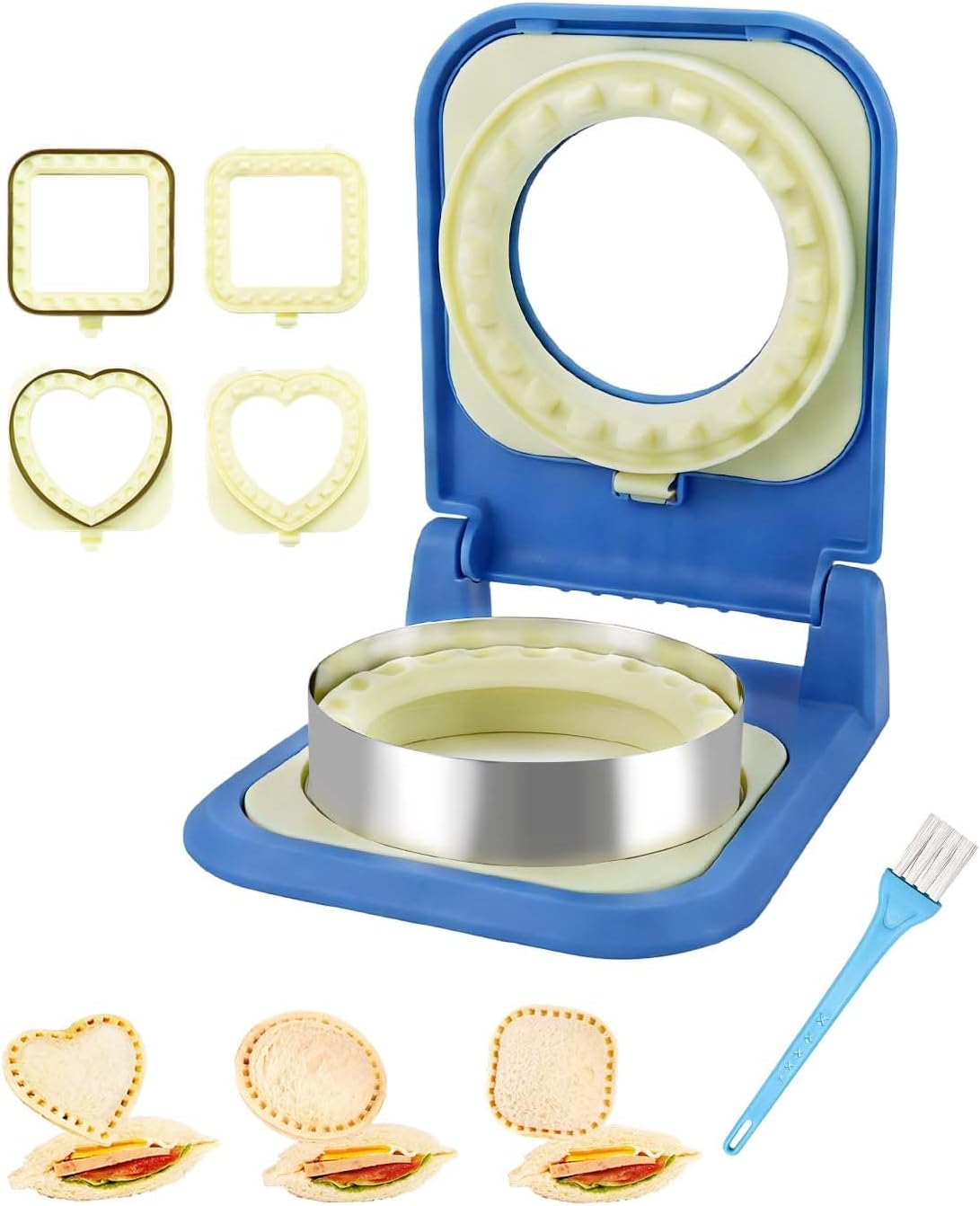 Uncrustable Sandwich Maker, Sandwich Pocket Circle Shape Cutter & Sealer for Kids Breakfast and Lunchboxes, Light Blue, 3.7Inch