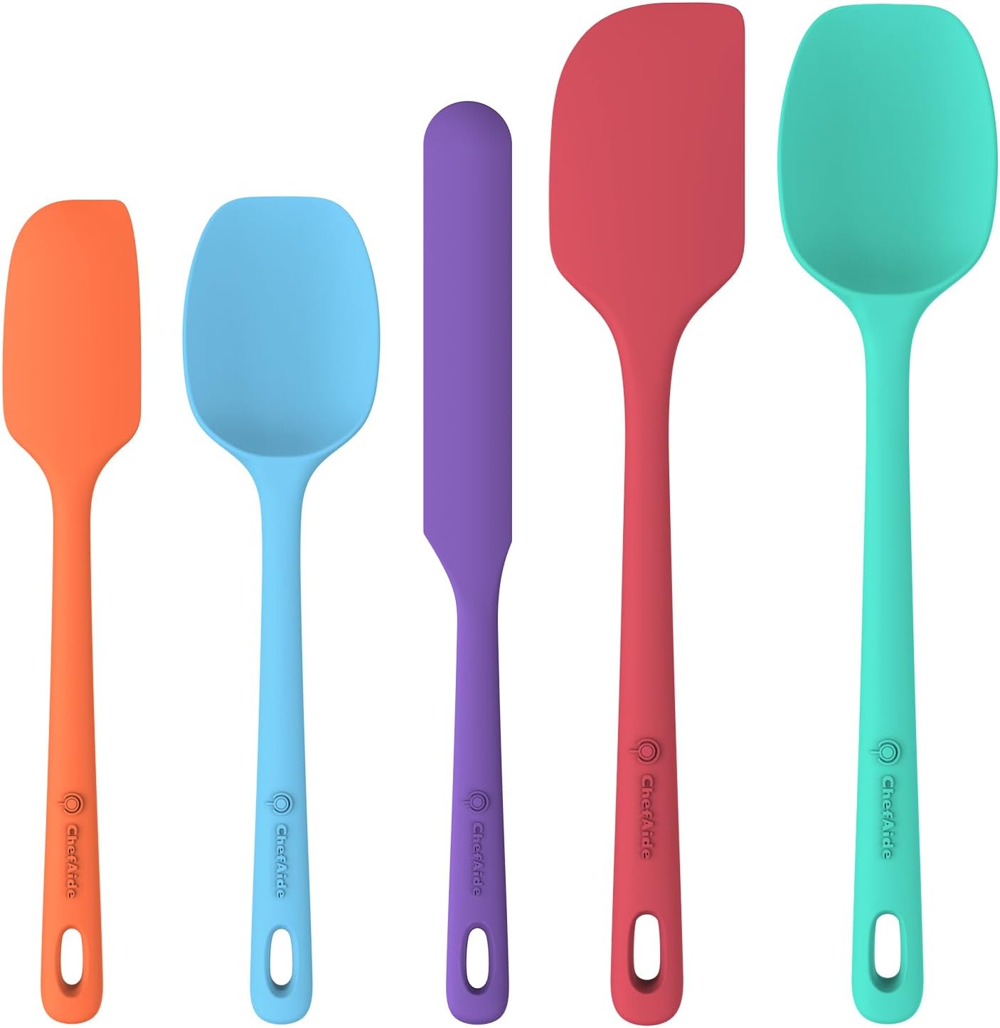 5 Pieces Silicone Spatula Set, Food Grade Rubber Spatula, Upgrade Strong Handle with Ergonomic Grip, Heat Resistant Up to 600��F for Nonstick Cookware, Cooking