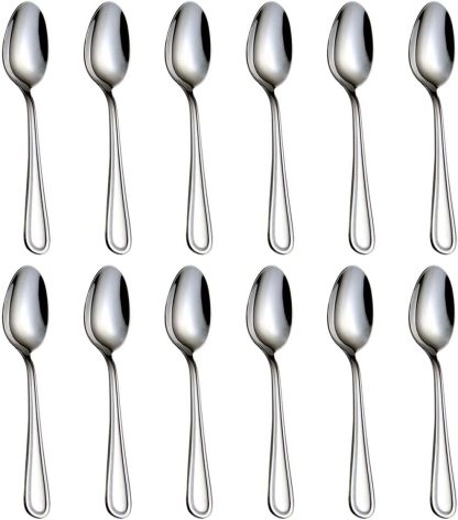 Teaspoons Stainless Steel 18/0 Tea Spoons 6 Pcs, 6.29 Inches For Home, Kitchen Restaurant, Dishwasher Safe, Slilver