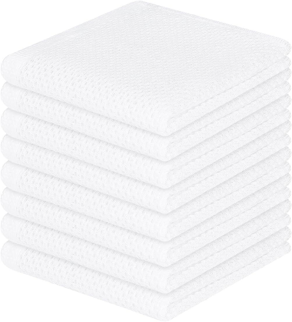 100% Cotton Waffle Weave Kitchen Dish Cloths, Ultra Soft Absorbent Quick Drying Dish Towels, 12 x 12 Inches, 6-Pack, Dark Grey