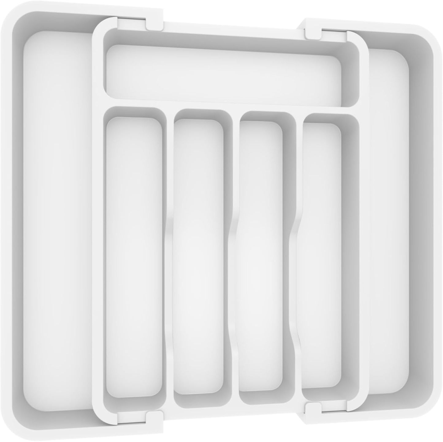 Expandable Silverware Organizer, Plastic Utensil Tray for Kitchen Drawer, BPA Free Flatware Cutlery Holder, Space-Saving Storage for Spoons Forks Knives, 8.5-14 x 12 x 1.5 inch, Black