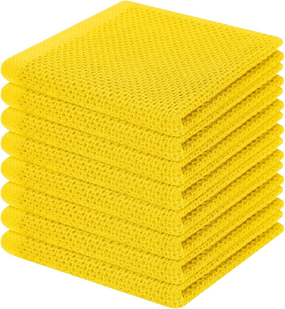 100% Cotton Waffle Weave Kitchen Dish Cloths, Ultra Soft Absorbent Quick Drying Dish Towels, 12 x 12 Inches, 6-Pack, Dark Grey