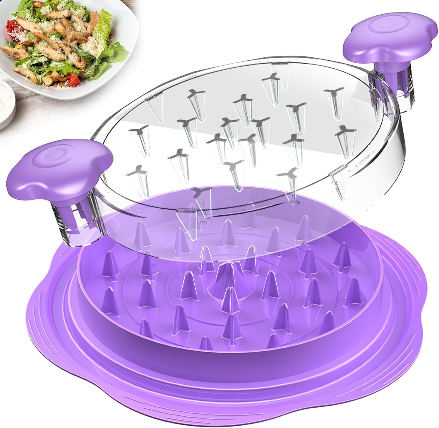 Chicken Shredder Tool Twist Large Chicken Breast Shredder with Brush&Fork, Visible Meat Shredder Machine, Strong Anti-Slip Strip, Ergonomic Handle, BPA Free, Suitable for Pork Beef Chicken
