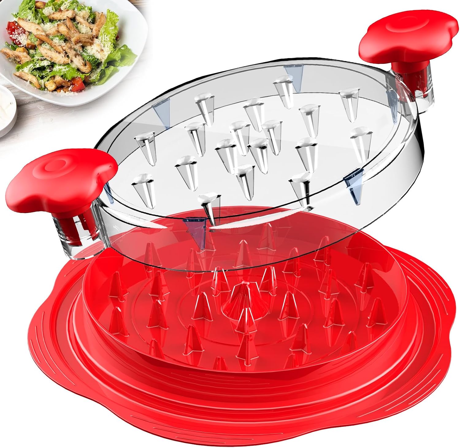 Chicken Shredder Tool Twist Large Chicken Breast Shredder with Brush&Fork, Visible Meat Shredder Machine, Strong Anti-Slip Strip, Ergonomic Handle, BPA Free, Suitable for Pork Beef Chicken