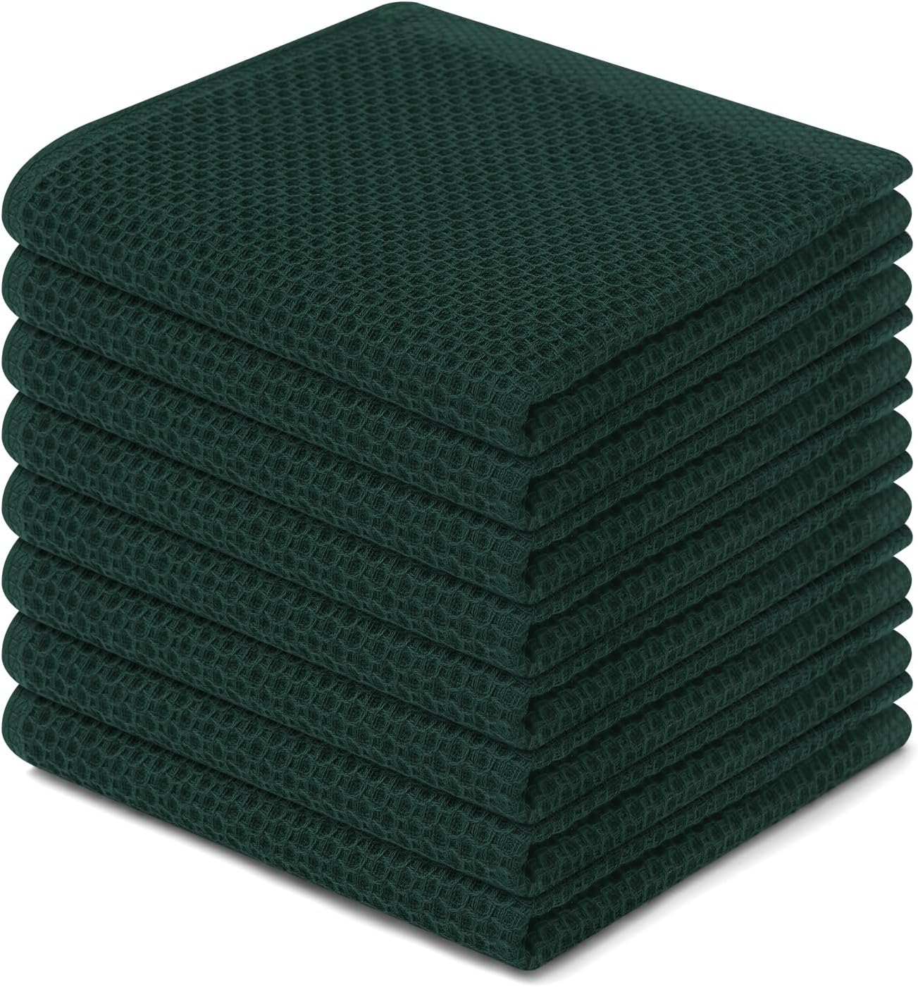 100% Cotton Waffle Weave Kitchen Dish Cloths, Ultra Soft Absorbent Quick Drying Dish Towels, 12 x 12 Inches, 6-Pack, Dark Grey