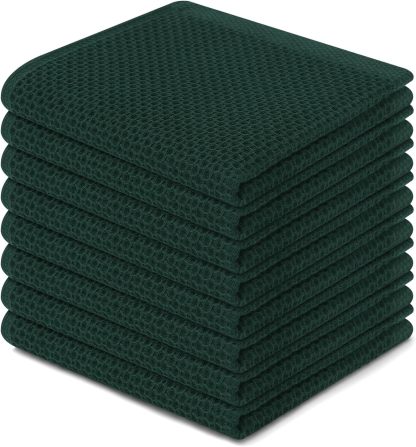 100% Cotton Waffle Weave Kitchen Dish Cloths, Ultra Soft Absorbent Quick Drying Dish Towels, 12 x 12 Inches, 6-Pack, Dark Grey