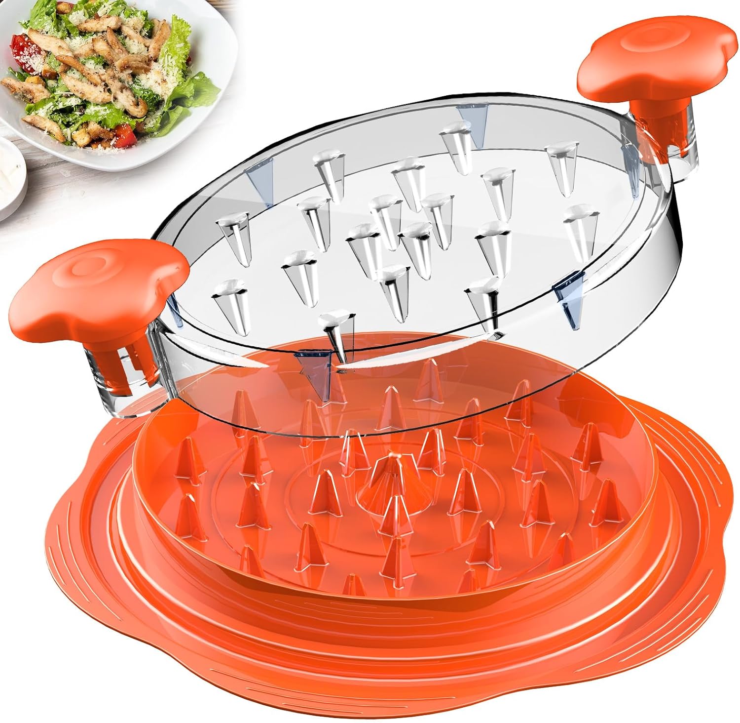 Chicken Shredder Tool Twist Large Chicken Breast Shredder with Brush&Fork, Visible Meat Shredder Machine, Strong Anti-Slip Strip, Ergonomic Handle, BPA Free, Suitable for Pork Beef Chicken