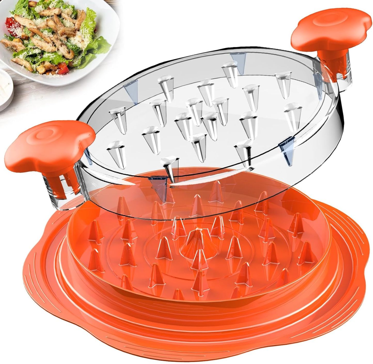 Chicken Shredder Tool Twist Large Chicken Breast Shredder with Brush&Fork, Visible Meat Shredder Machine, Strong Anti-Slip Strip, Ergonomic Handle, BPA Free, Suitable for Pork Beef Chicken