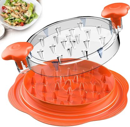 Chicken Shredder Tool Twist Large Chicken Breast Shredder with Brush&Fork, Visible Meat Shredder Machine, Strong Anti-Slip Strip, Ergonomic Handle, BPA Free, Suitable for Pork Beef Chicken