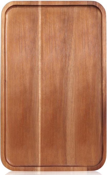 Small Wooden Platters Rectangle Long Charcuterie Boards Acacia Wood Serving Trays Home Decor Cheese Board Cake Appetizer Plates Kitchen Charcuterie Platter for Food Dish Rectangular Dessert Snack Tray