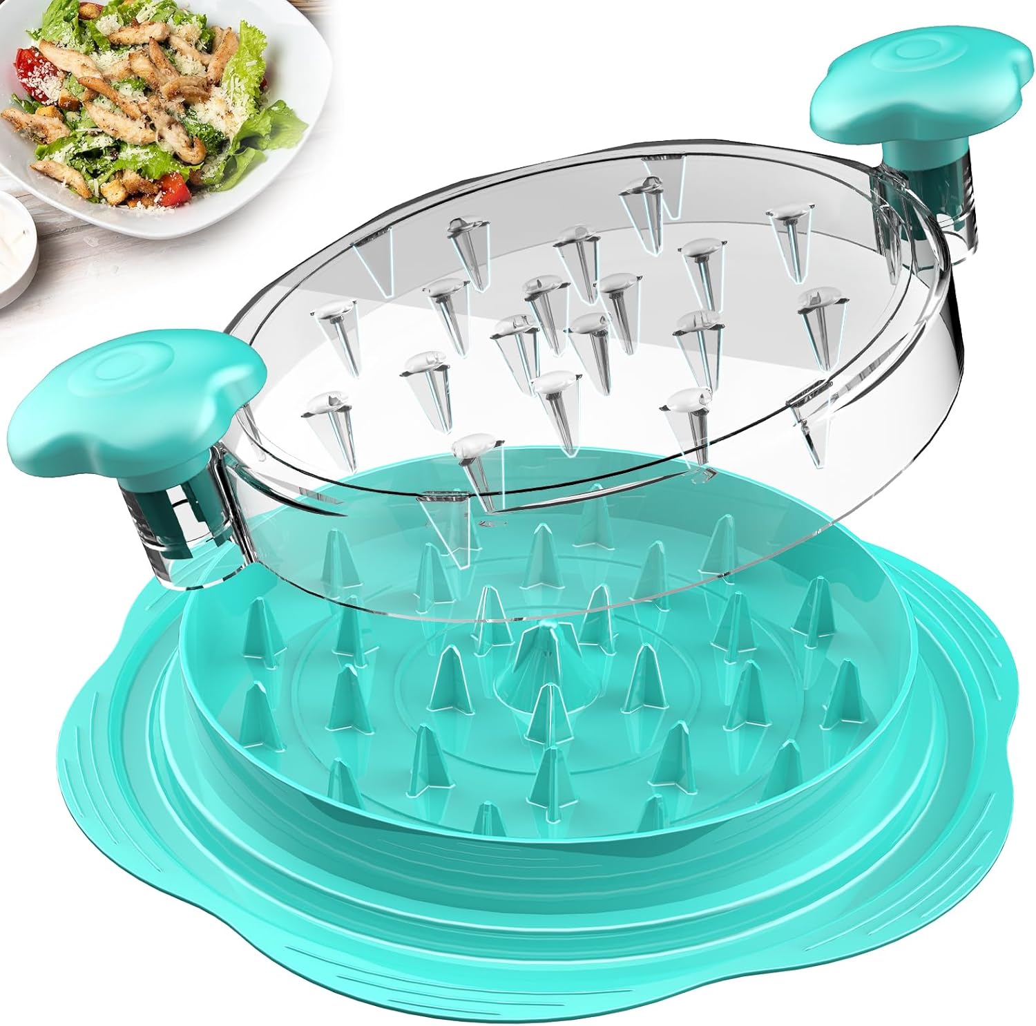 Chicken Shredder Tool Twist Large Chicken Breast Shredder with Brush&Fork, Visible Meat Shredder Machine, Strong Anti-Slip Strip, Ergonomic Handle, BPA Free, Suitable for Pork Beef Chicken