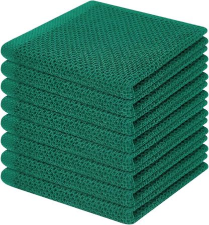 100% Cotton Waffle Weave Kitchen Dish Cloths, Ultra Soft Absorbent Quick Drying Dish Towels, 12 x 12 Inches, 6-Pack, Dark Grey