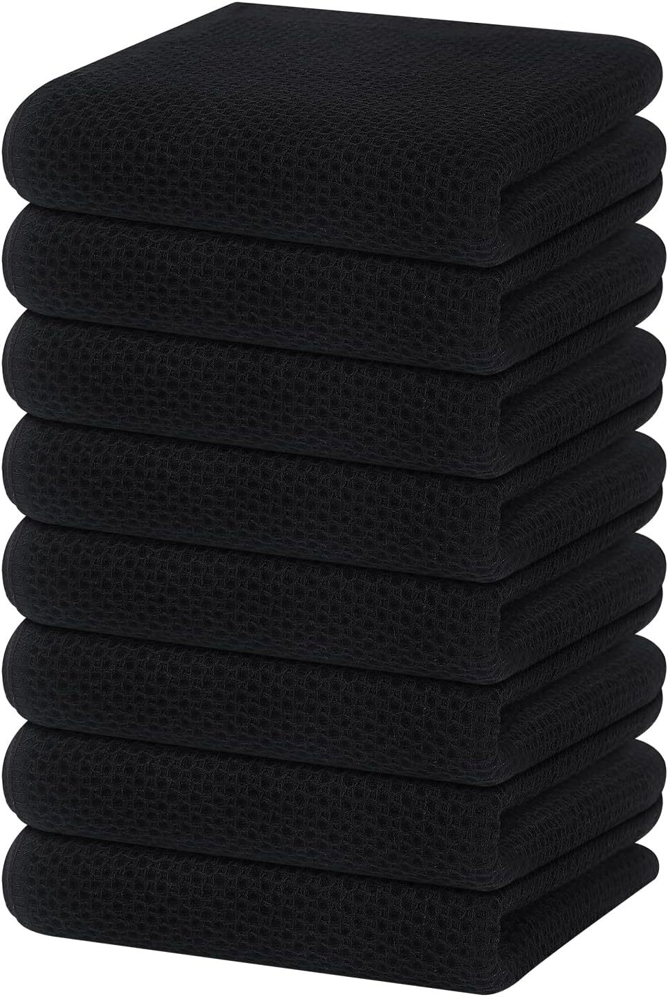 100% Cotton Waffle Weave Kitchen Dish Cloths, Ultra Soft Absorbent Quick Drying Dish Towels, 12 x 12 Inches, 6-Pack, Dark Grey