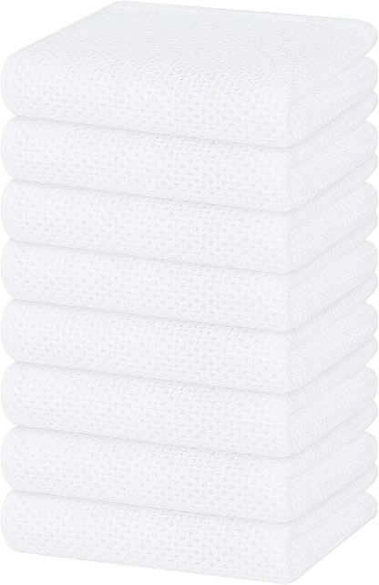 100% Cotton Waffle Weave Kitchen Dish Cloths, Ultra Soft Absorbent Quick Drying Dish Towels, 12 x 12 Inches, 6-Pack, Dark Grey