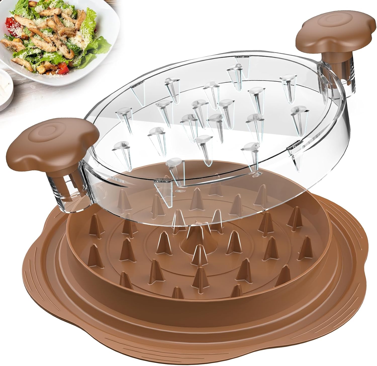 Chicken Shredder Tool Twist Large Chicken Breast Shredder with Brush&Fork, Visible Meat Shredder Machine, Strong Anti-Slip Strip, Ergonomic Handle, BPA Free, Suitable for Pork Beef Chicken