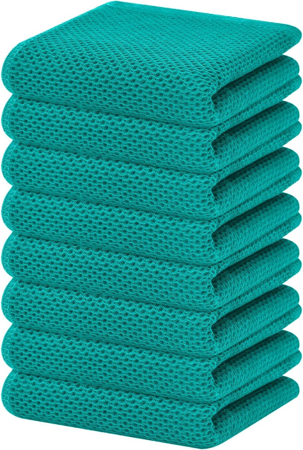 100% Cotton Waffle Weave Kitchen Dish Cloths, Ultra Soft Absorbent Quick Drying Dish Towels, 12 x 12 Inches, 6-Pack, Dark Grey