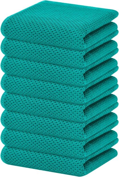 100% Cotton Waffle Weave Kitchen Dish Cloths, Ultra Soft Absorbent Quick Drying Dish Towels, 12 x 12 Inches, 6-Pack, Dark Grey