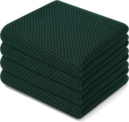 100% Cotton Waffle Weave Kitchen Dish Cloths, Ultra Soft Absorbent Quick Drying Dish Towels, 12 x 12 Inches, 6-Pack, Dark Grey