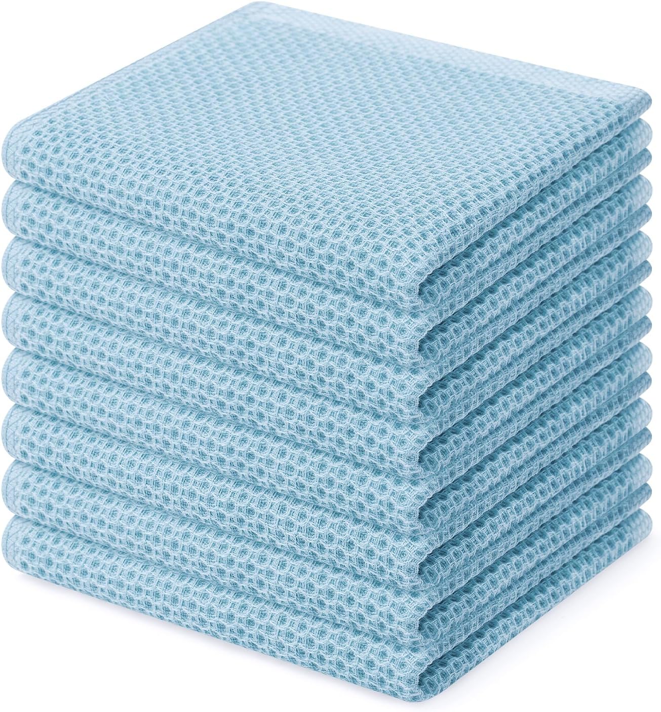 100% Cotton Waffle Weave Kitchen Dish Cloths, Ultra Soft Absorbent Quick Drying Dish Towels, 12 x 12 Inches, 6-Pack, Dark Grey