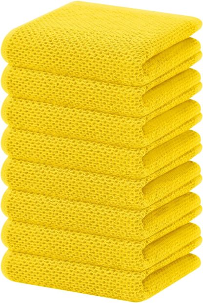 100% Cotton Waffle Weave Kitchen Dish Cloths, Ultra Soft Absorbent Quick Drying Dish Towels, 12 x 12 Inches, 6-Pack, Dark Grey