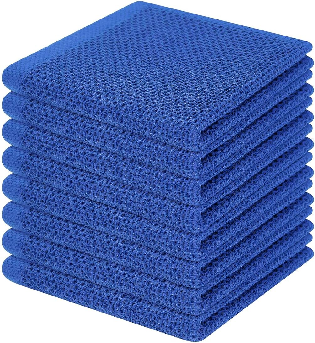 100% Cotton Waffle Weave Kitchen Dish Cloths, Ultra Soft Absorbent Quick Drying Dish Towels, 12 x 12 Inches, 6-Pack, Dark Grey