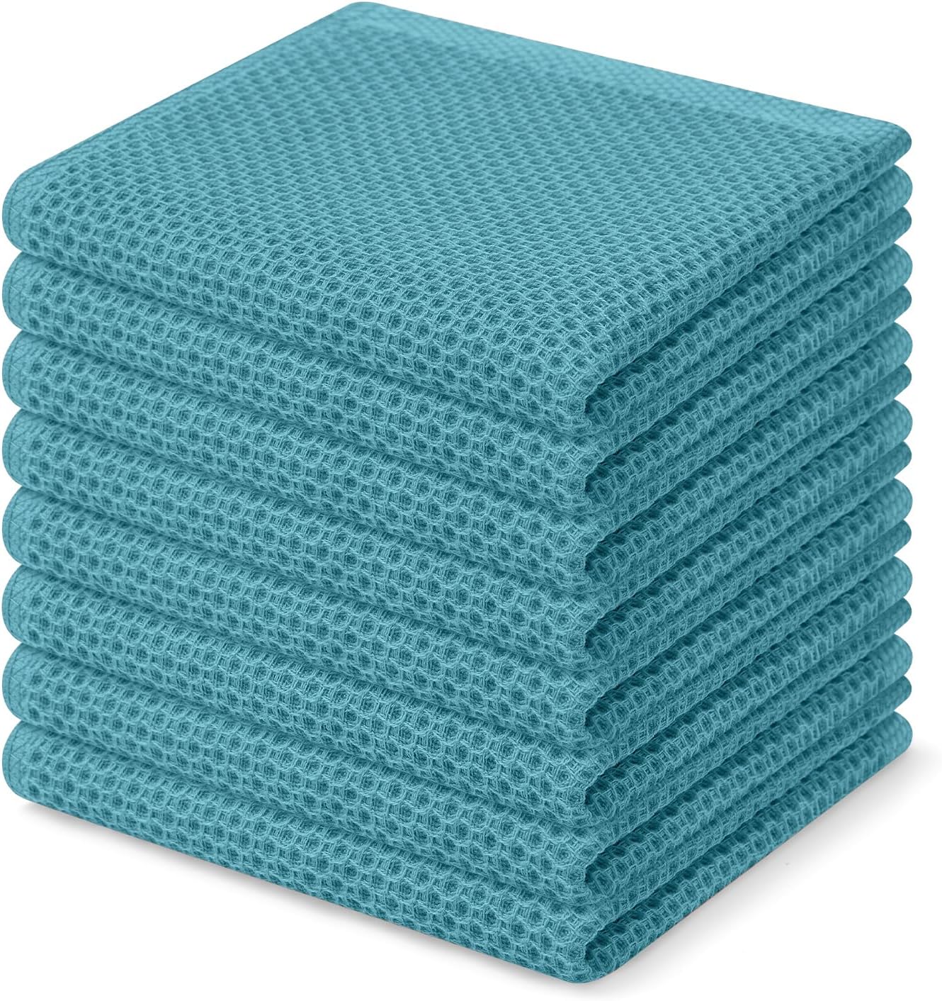 100% Cotton Waffle Weave Kitchen Dish Cloths, Ultra Soft Absorbent Quick Drying Dish Towels, 12 x 12 Inches, 6-Pack, Dark Grey